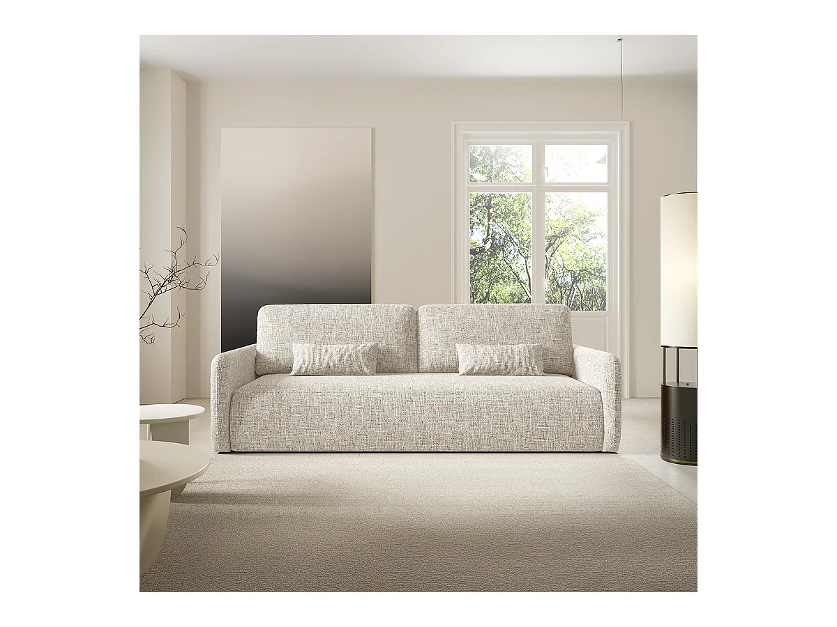 Canapé convertible 3 places avec coffre Lazare Gris clair