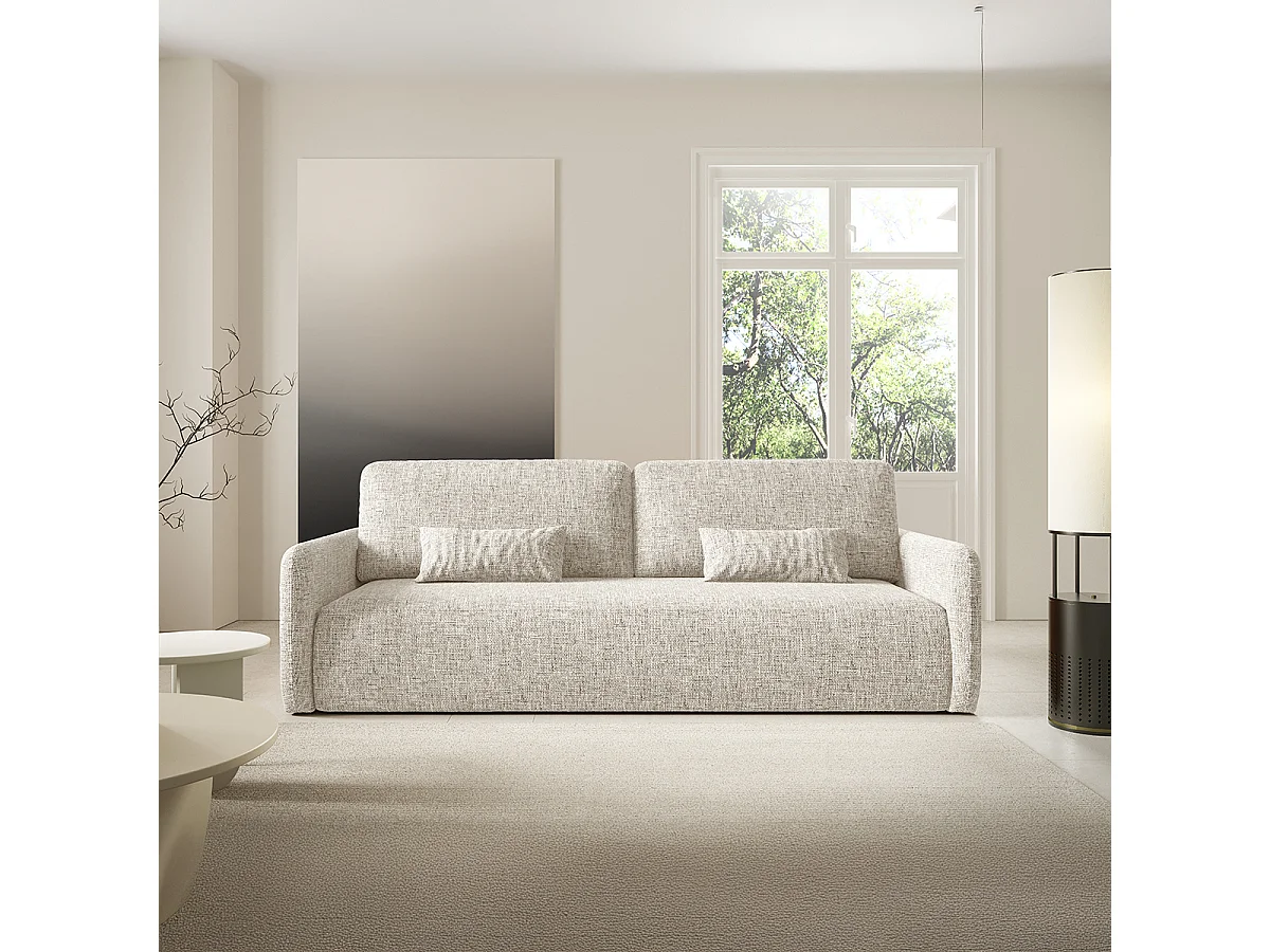 Canapé convertible 3 places avec coffre Lazare Gris clair