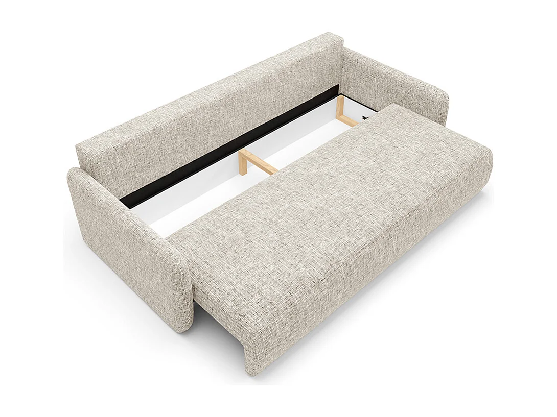Canapé convertible 3 places avec coffre en tissu gris clair