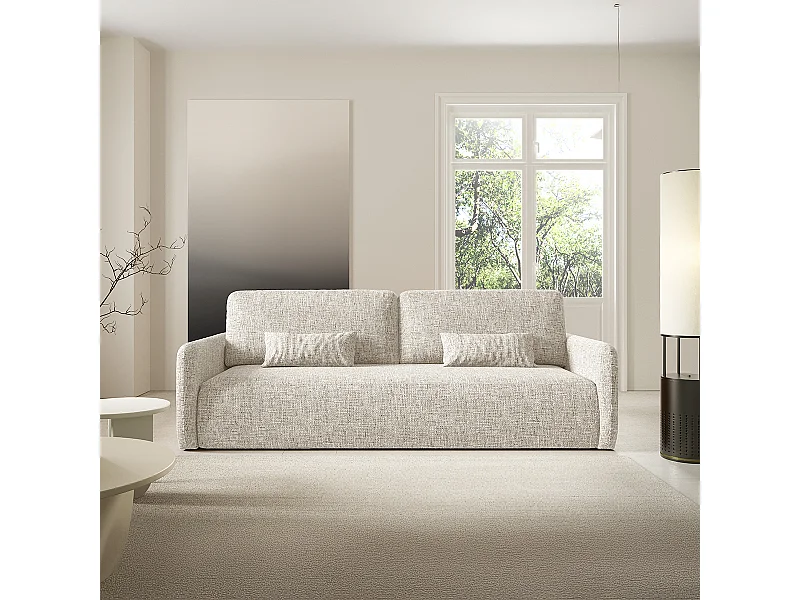 Canapé convertible 3 places avec coffre Lazare Gris clair