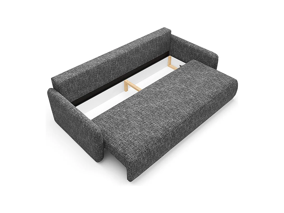 Canapé convertible 3 places avec coffre Lazare Gris foncé