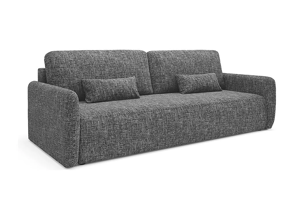 Canapé convertible 3 places avec coffre en tissu gris foncé