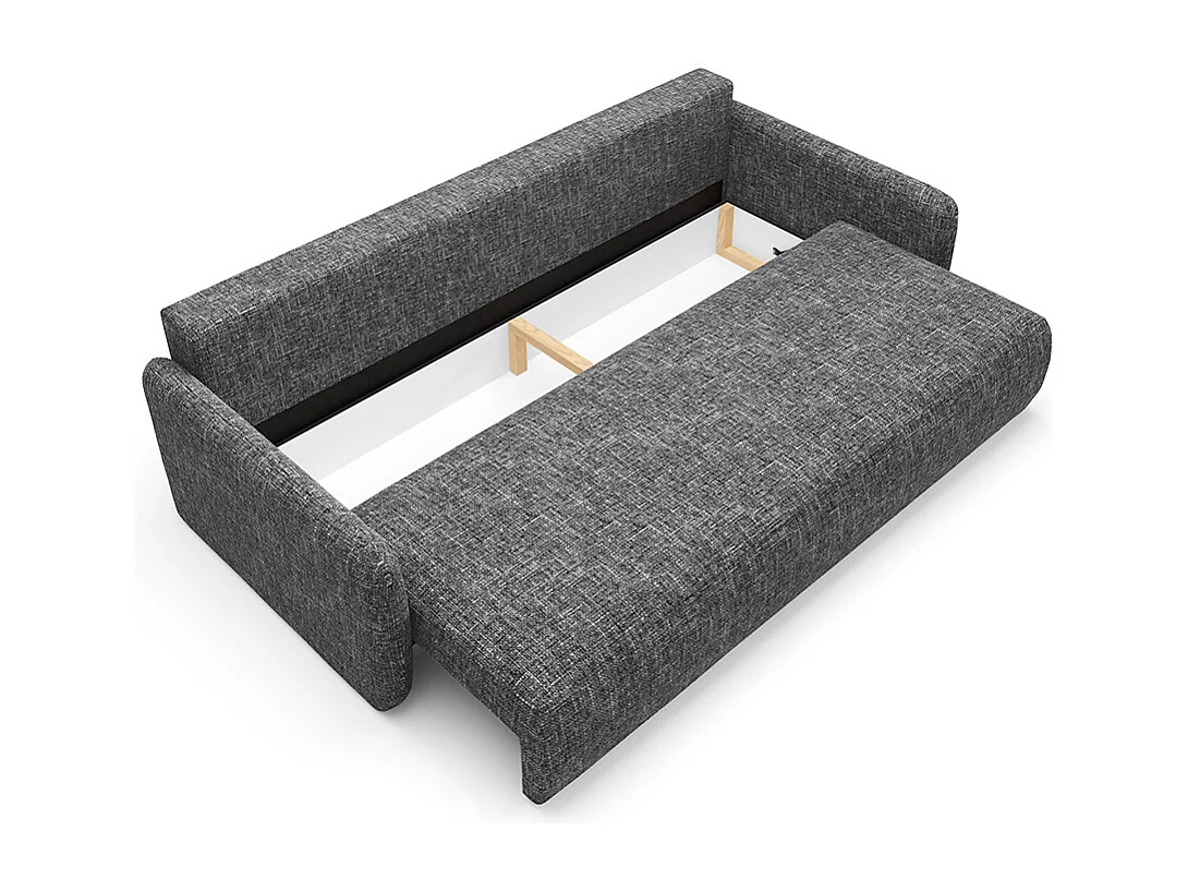 Canapé convertible 3 places avec coffre en tissu gris foncé