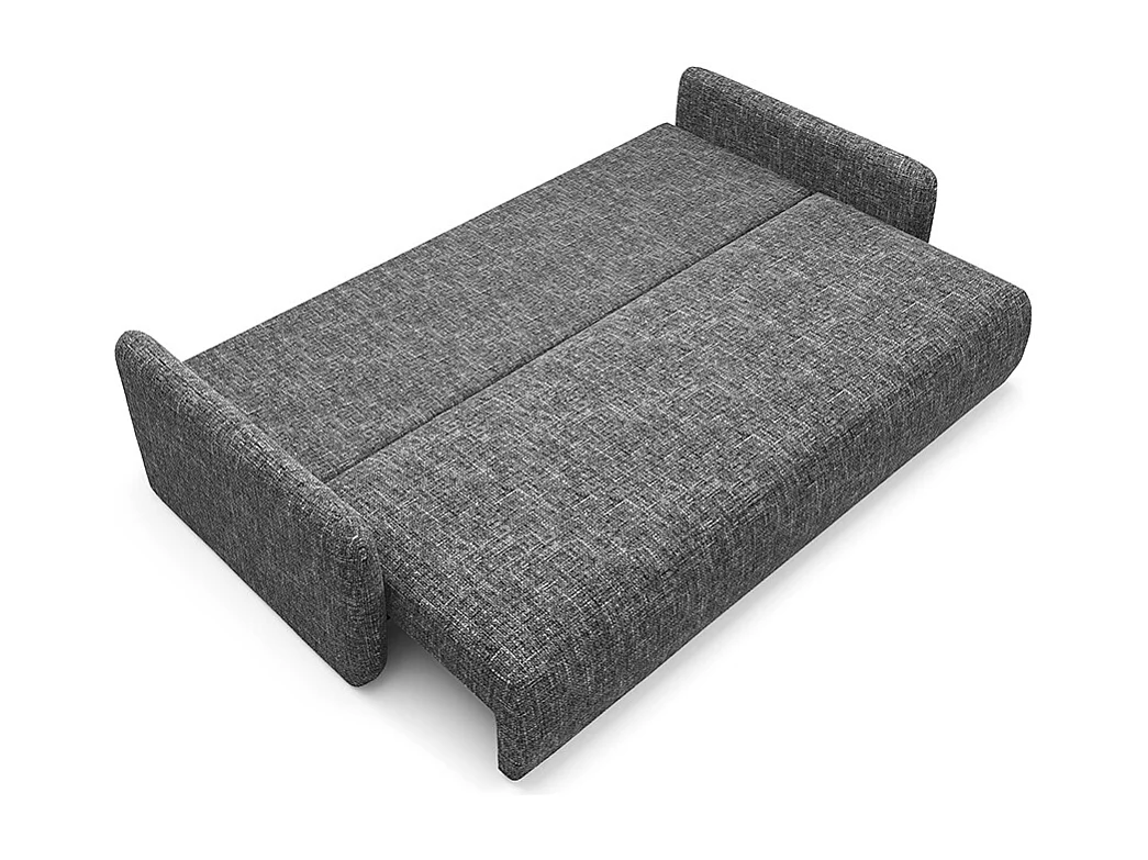 Canapé convertible 3 places avec coffre en tissu gris foncé