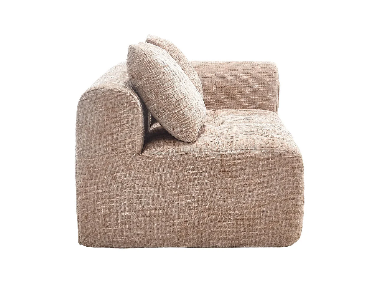 Canapé 2 places sans installation en chenille avec chaise longue accoudoirs coussin et poche latérale pour télécommande couleur kaki