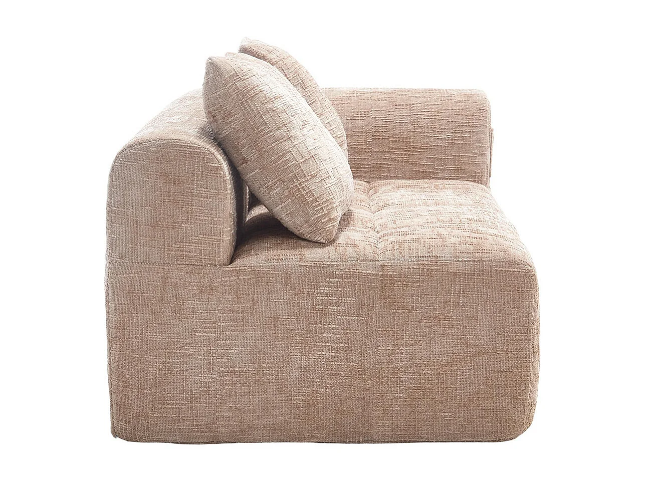 Canapé 2 places sans installation en chenille avec chaise longue accoudoirs coussin et poche latérale pour télécommande couleur kaki