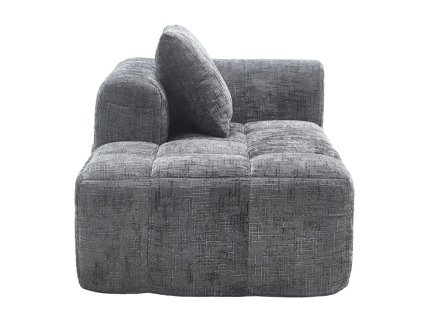Canapé 1 places sans installation en chenille avec chaise longue accoudoirs coussin et poche latérale pour télécommande couleur gris