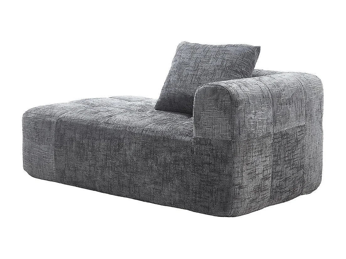 Canapé 1 places sans installation en chenille avec chaise longue accoudoirs coussin et poche latérale pour télécommande couleur gris