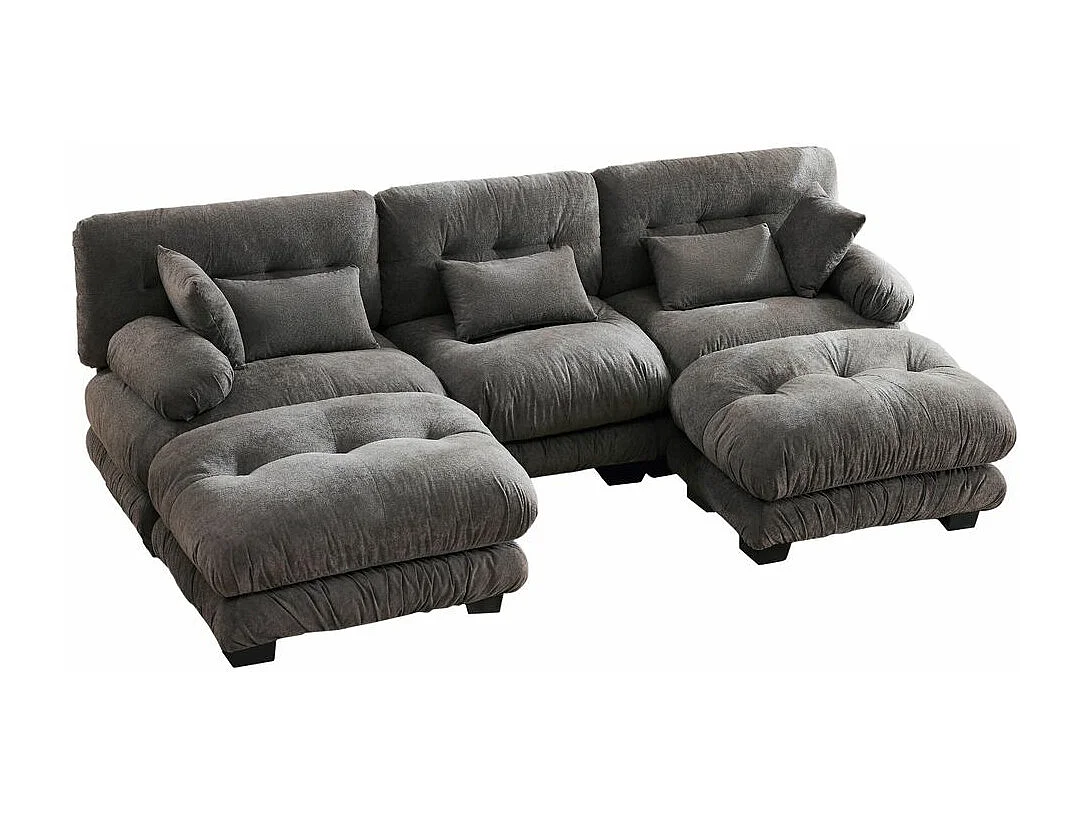 Canapé modulaire canapé d'angle tissu velours et design grand nuage 5 places rembourrage 100 % mousse à mémoire de forme construction robuste gris foncé