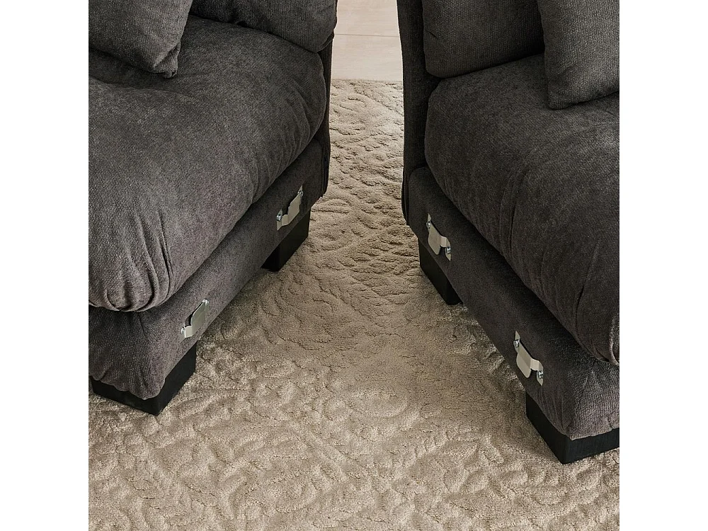 Canapé modulaire canapé d'angle tissu velours et design grand nuage 5 places rembourrage 100 % mousse à mémoire de forme construction robuste gris foncé