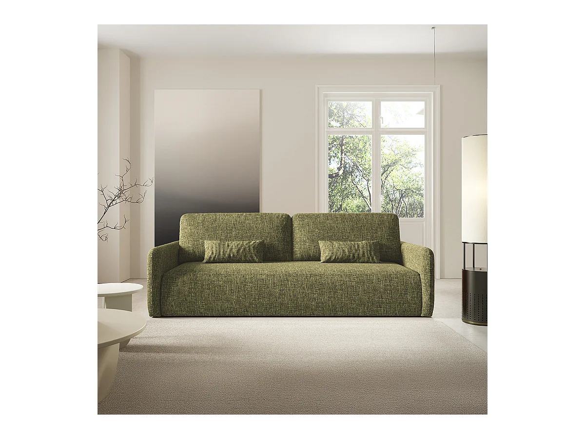 Canapé convertible 3 places avec coffre Lazare Vert