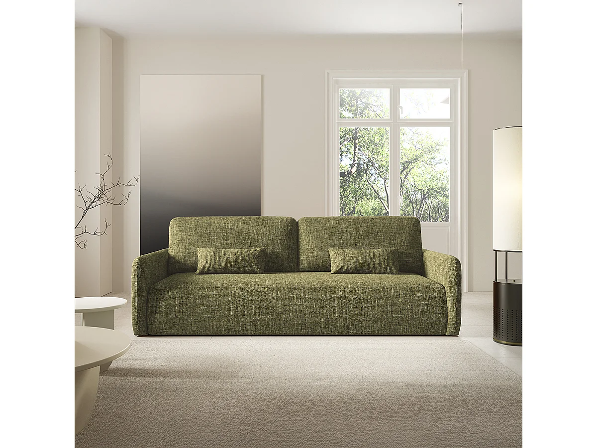 Canapé convertible 3 places avec coffre Lazare Vert