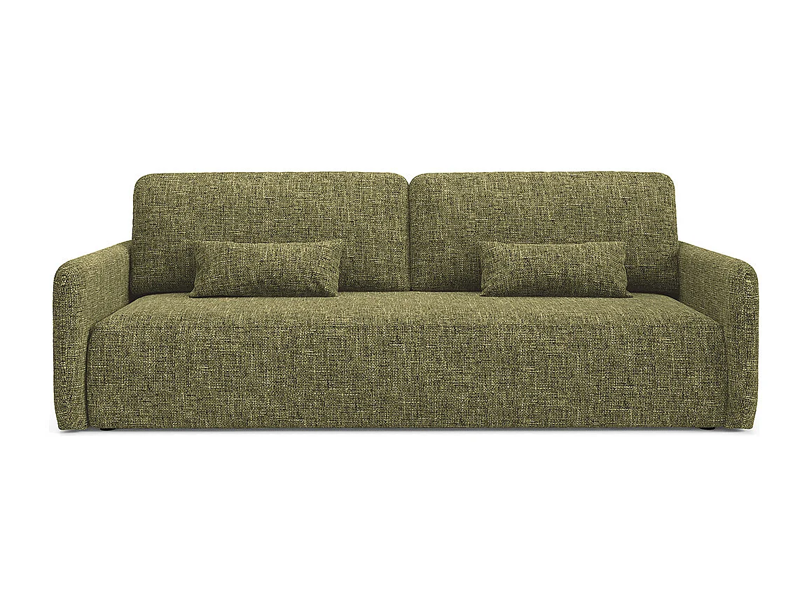 Canapé convertible 3 places avec coffre en tissu vert LAZARE
