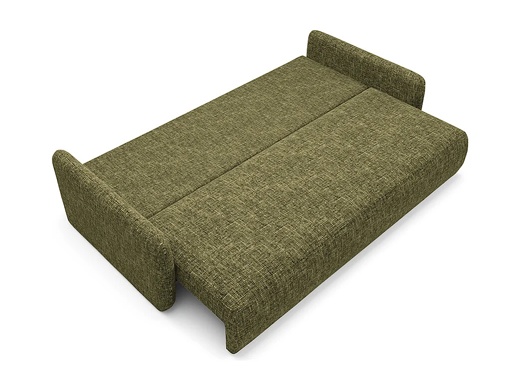 Canapé convertible 3 places avec coffre en tissu vert LAZARE