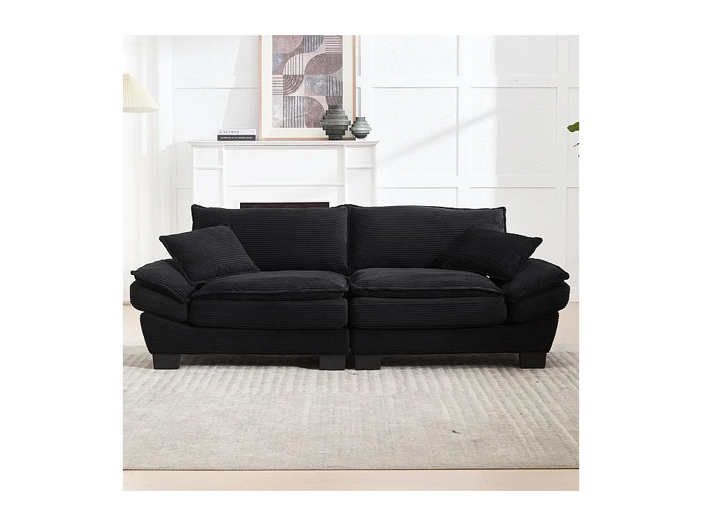 Canapé droit double moderne avec un matelas un coussin suffisant confortable mais spacieux noir