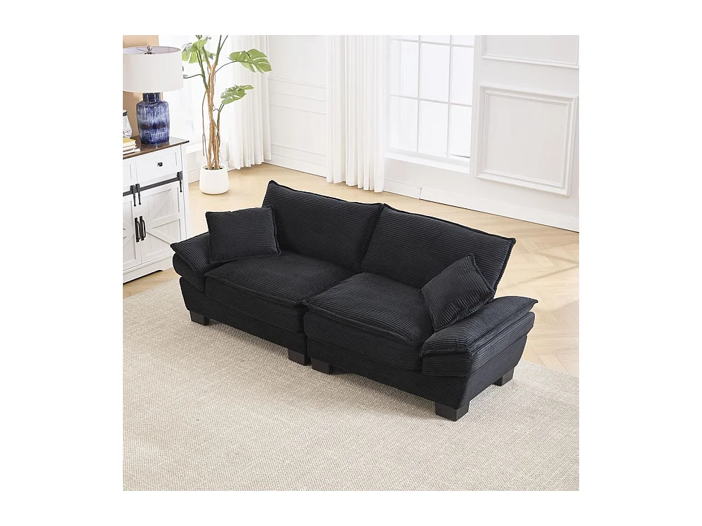 Canapé droit double moderne avec un matelas un coussin suffisant confortable mais spacieux noir