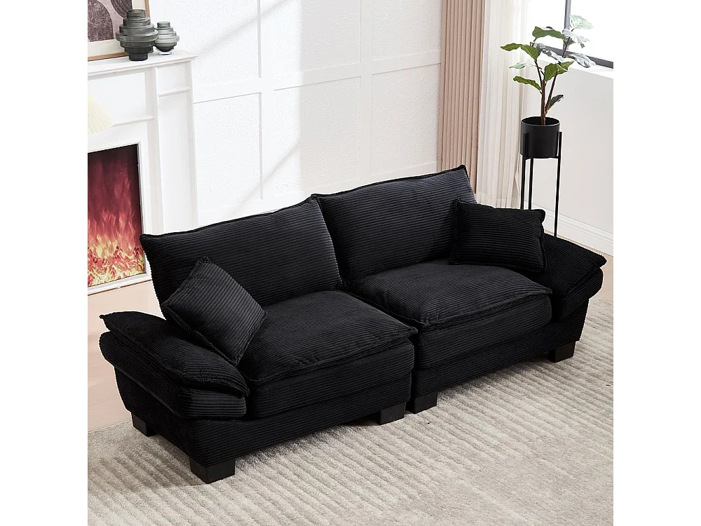 Canapé droit double moderne avec un matelas un coussin suffisant confortable mais spacieux noir
