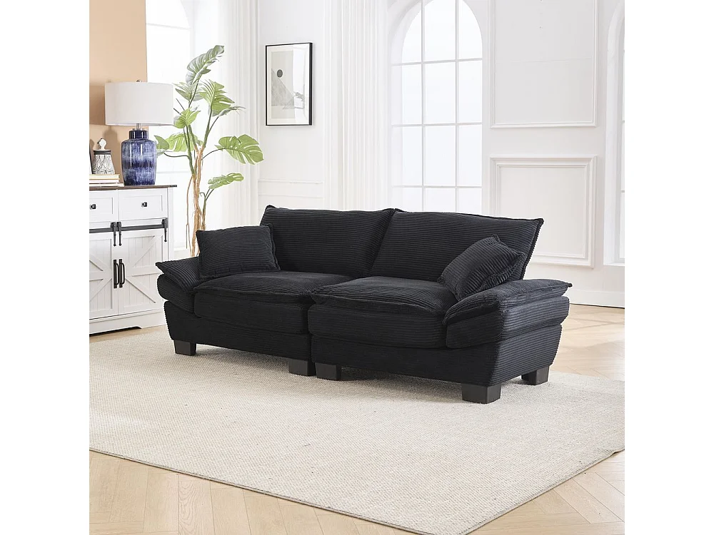 Canapé droit double moderne avec un matelas un coussin suffisant confortable mais spacieux noir