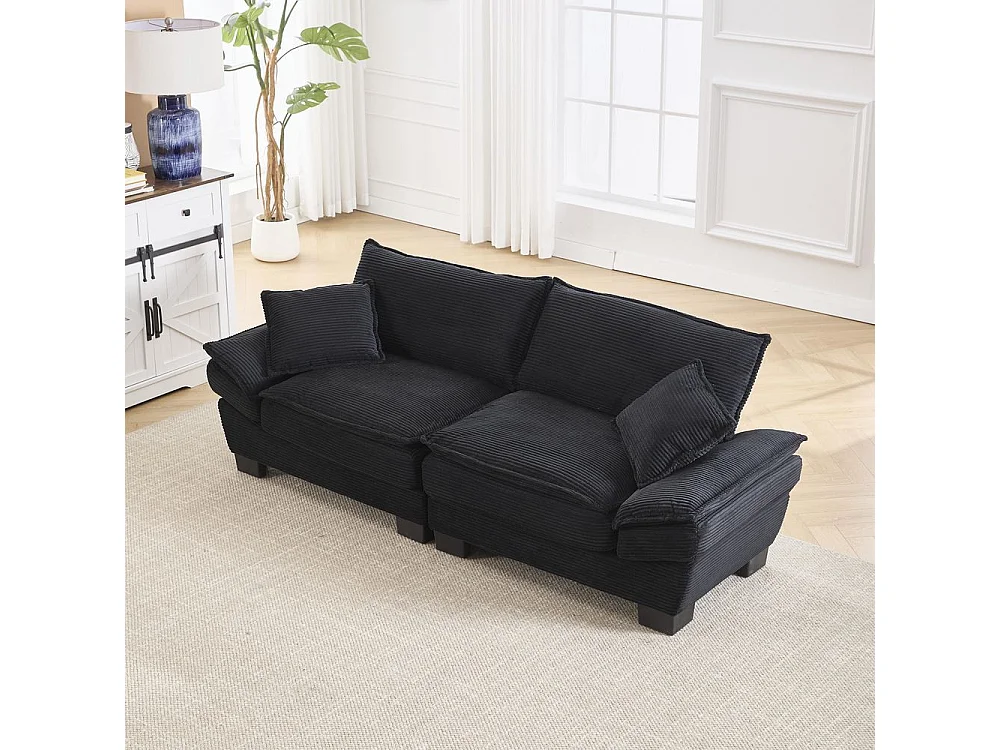 Canapé droit double moderne avec un matelas un coussin suffisant confortable mais spacieux noir