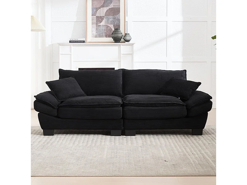Canapé droit double moderne avec un matelas un coussin suffisant confortable mais spacieux noir