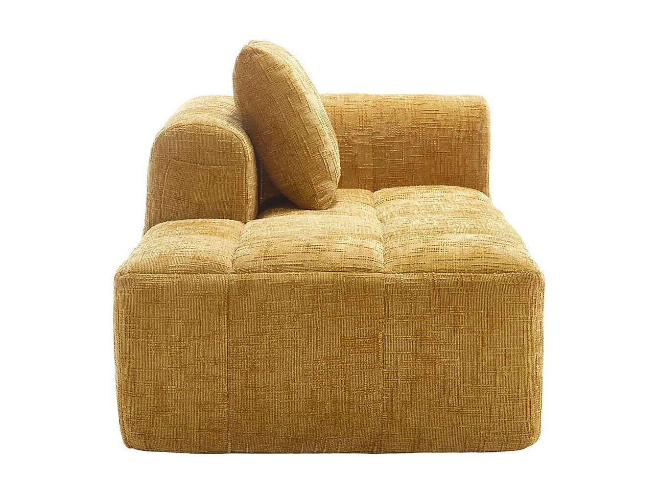 Canapé 1 places sans installation en chenille avec chaise longue accoudoirs coussin et poche latérale pour télécommande couleur jaune