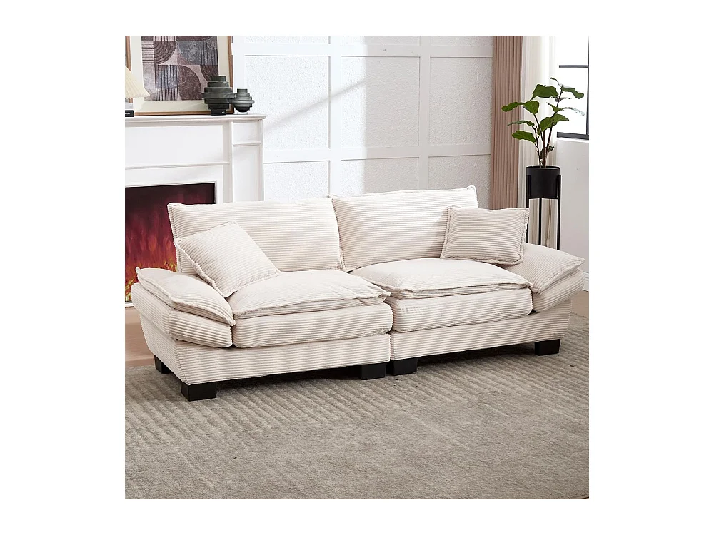 Canapé droit double moderne avec un matelas un coussin suffisant confortable mais spacieux beige