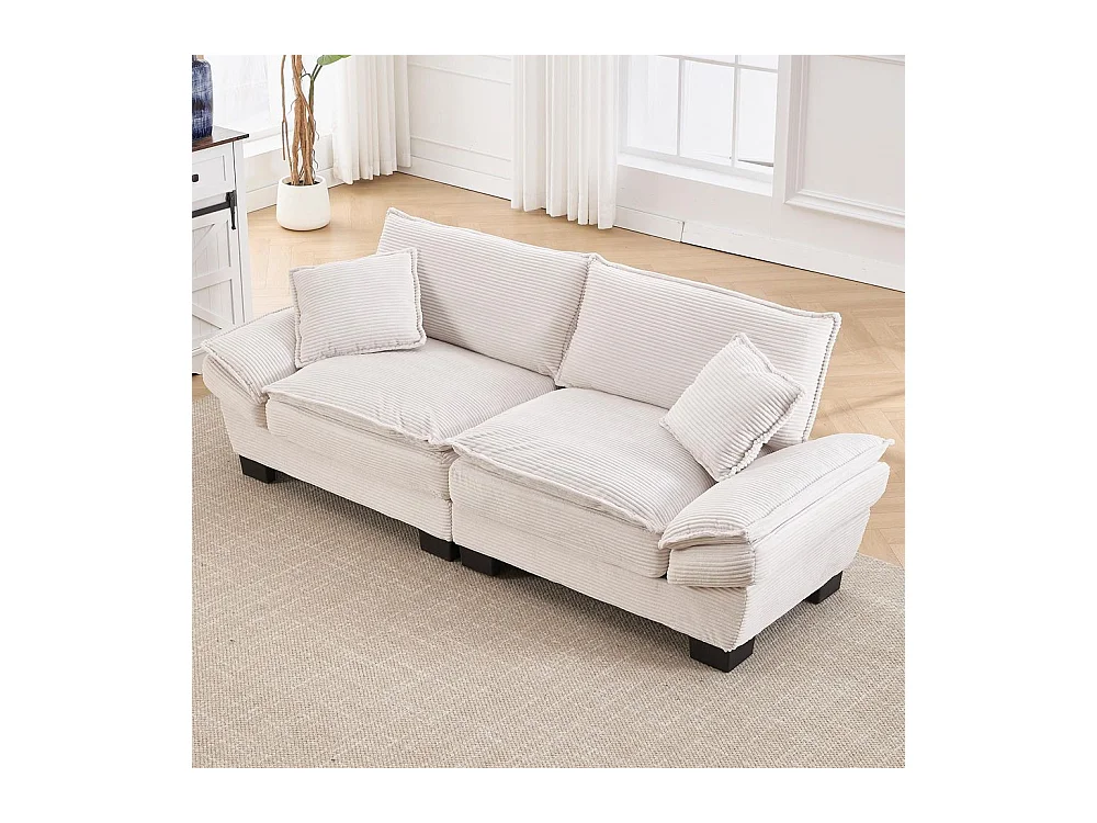Canapé droit double moderne avec un matelas un coussin suffisant confortable mais spacieux beige