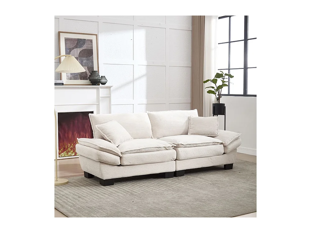 Canapé droit double moderne avec un matelas un coussin suffisant confortable mais spacieux beige