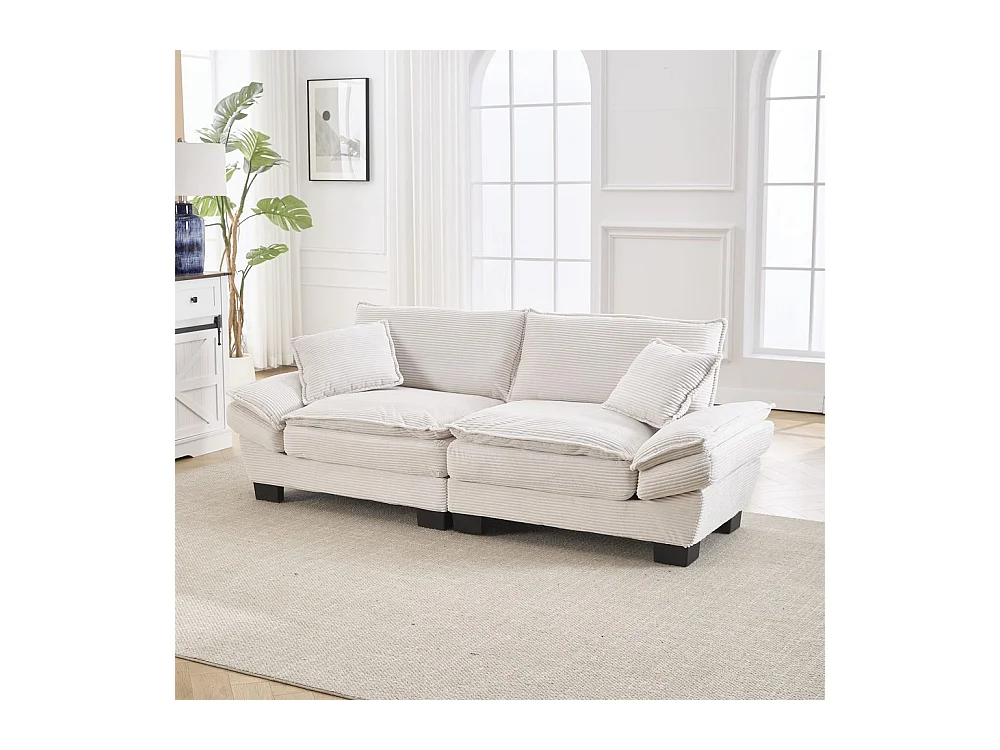 Canapé droit double moderne avec un matelas un coussin suffisant confortable mais spacieux beige