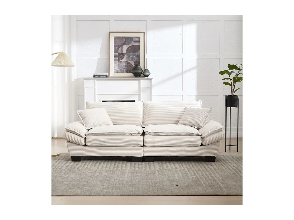 Canapé droit double moderne avec un matelas un coussin suffisant confortable mais spacieux beige