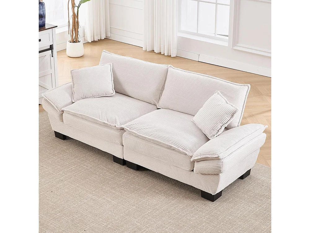 Canapé droit double moderne avec un matelas un coussin suffisant confortable mais spacieux beige