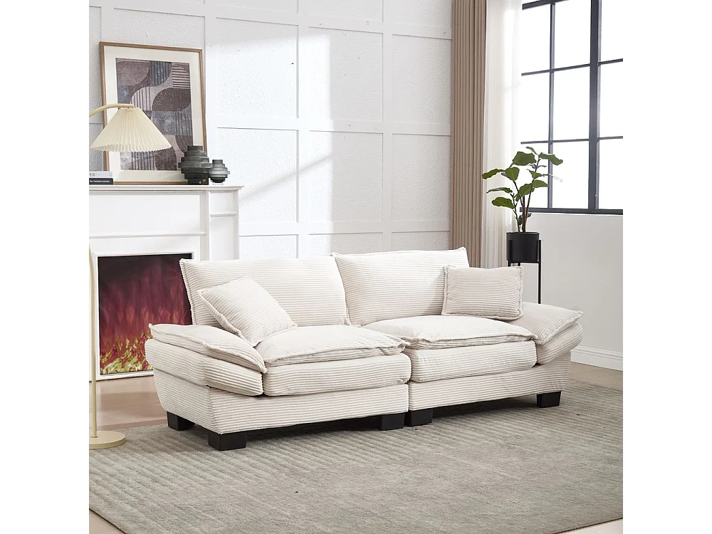 Canapé droit double moderne avec un matelas un coussin suffisant confortable mais spacieux beige