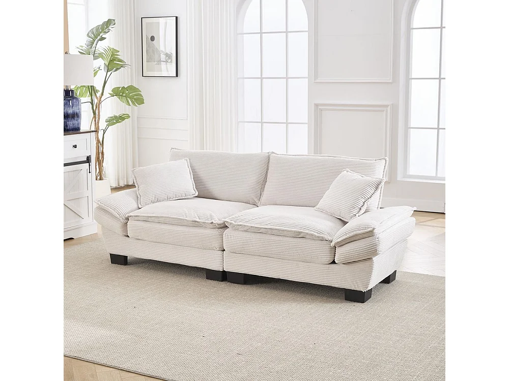 Canapé droit double moderne avec un matelas un coussin suffisant confortable mais spacieux beige