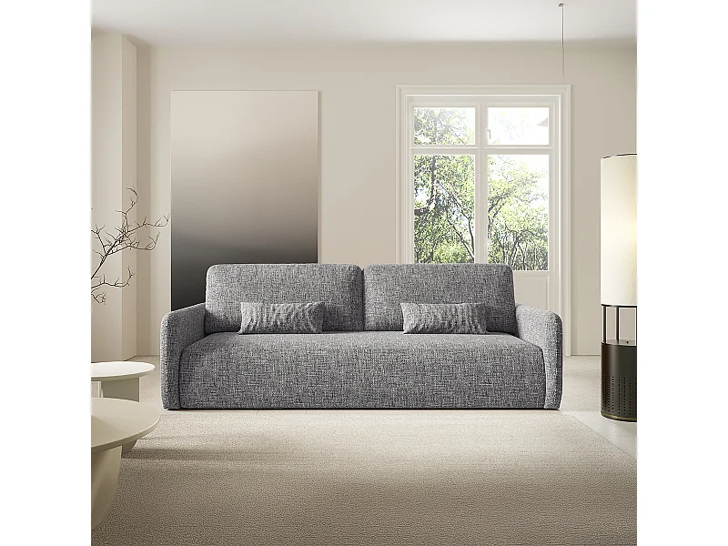 Canapé convertible 3 places avec coffre Lazare Gris