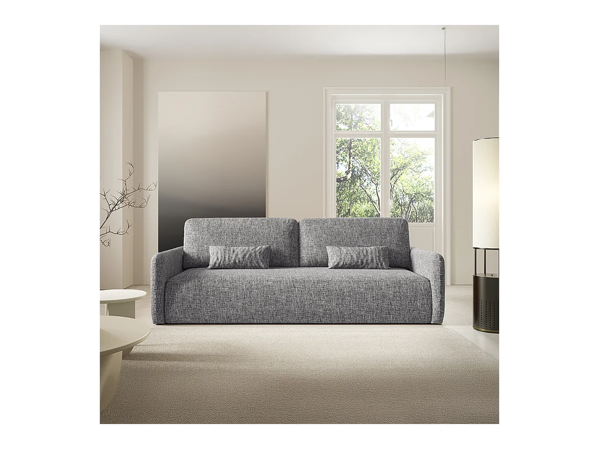 Canapé convertible 3 places avec coffre Lazare Gris