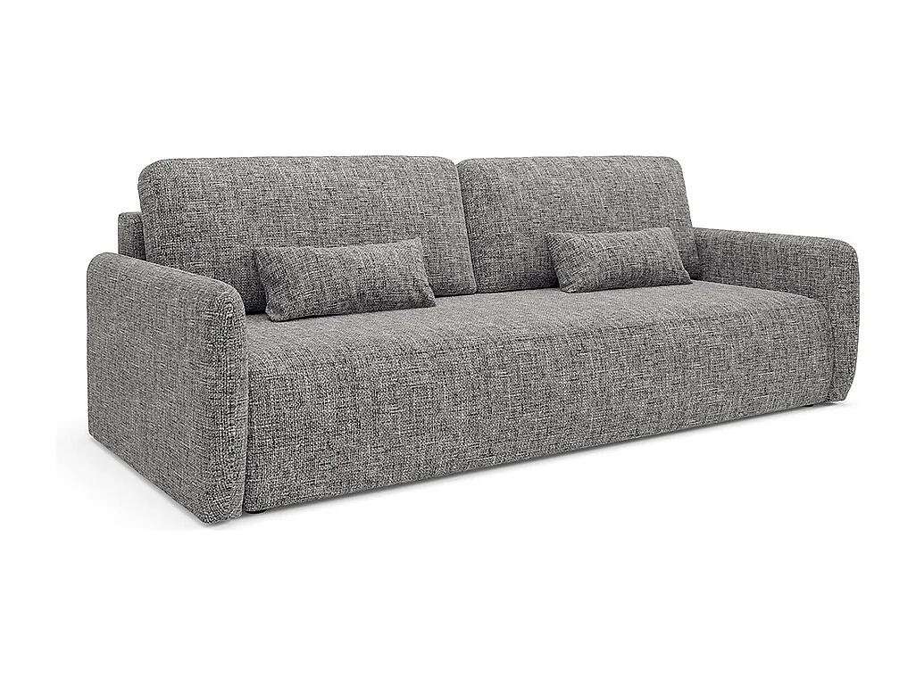 Canapé convertible 3 places avec coffre en tissu gris LAZARE