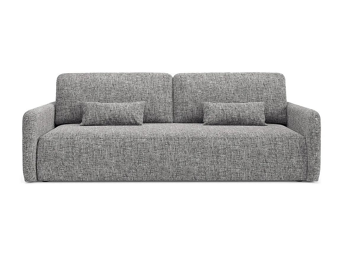 Canapé convertible 3 places avec coffre en tissu gris LAZARE