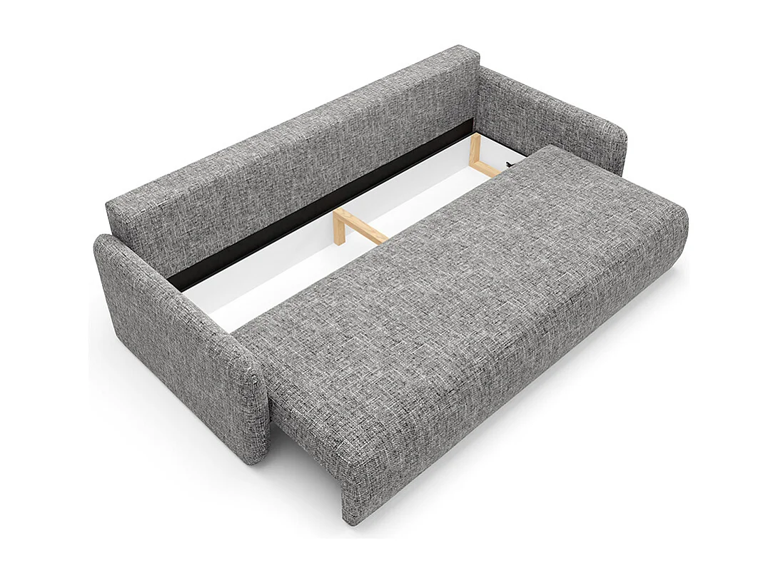 Canapé convertible 3 places avec coffre en tissu gris LAZARE