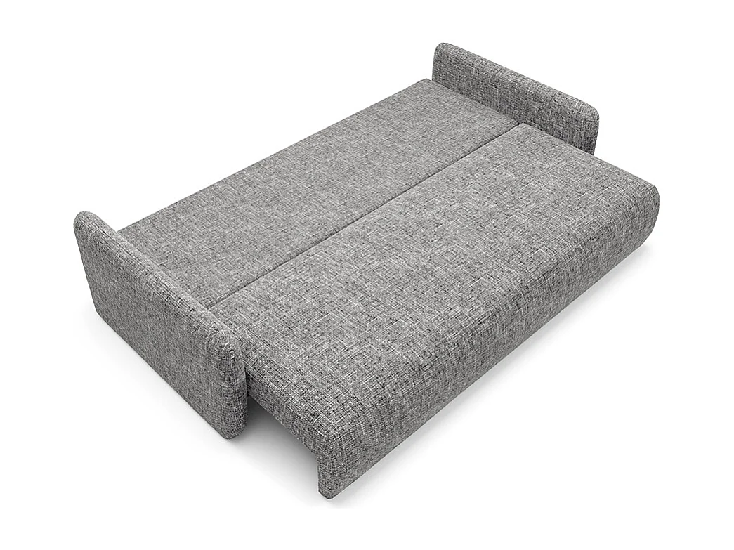 Canapé convertible 3 places avec coffre en tissu gris LAZARE