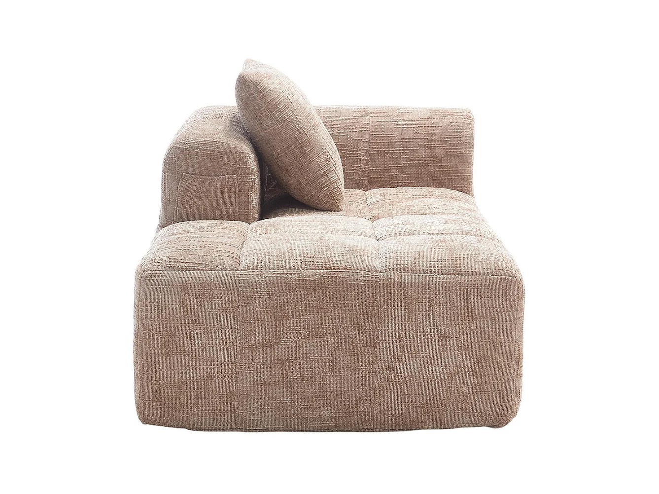 Canapé 1 places sans installation en chenille avec chaise longue accoudoirs coussin et poche latérale pour télécommande couleur kaki