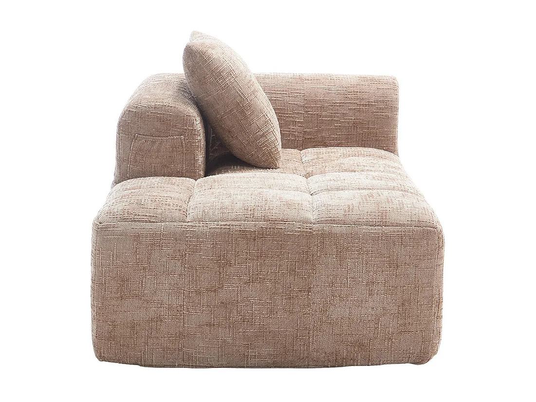 Canapé 1 places sans installation en chenille avec chaise longue accoudoirs coussin et poche latérale pour télécommande couleur kaki