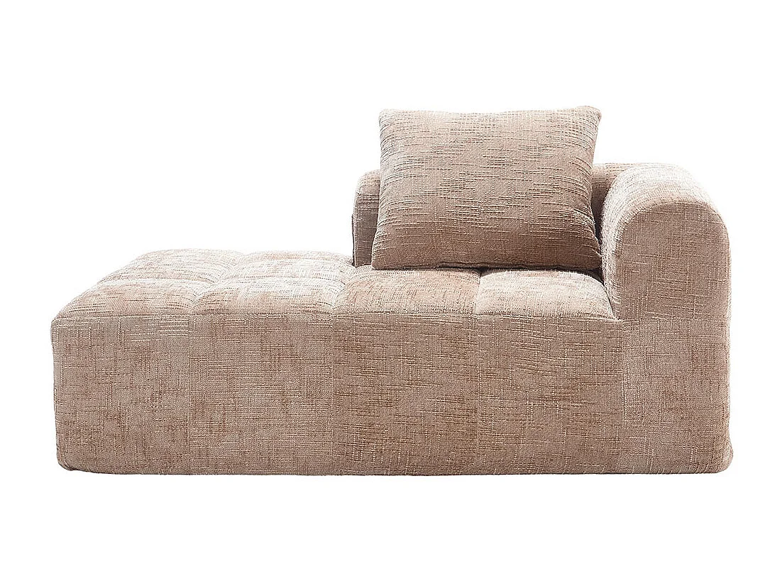 Canapé 1 places sans installation en chenille avec chaise longue accoudoirs coussin et poche latérale pour télécommande couleur kaki