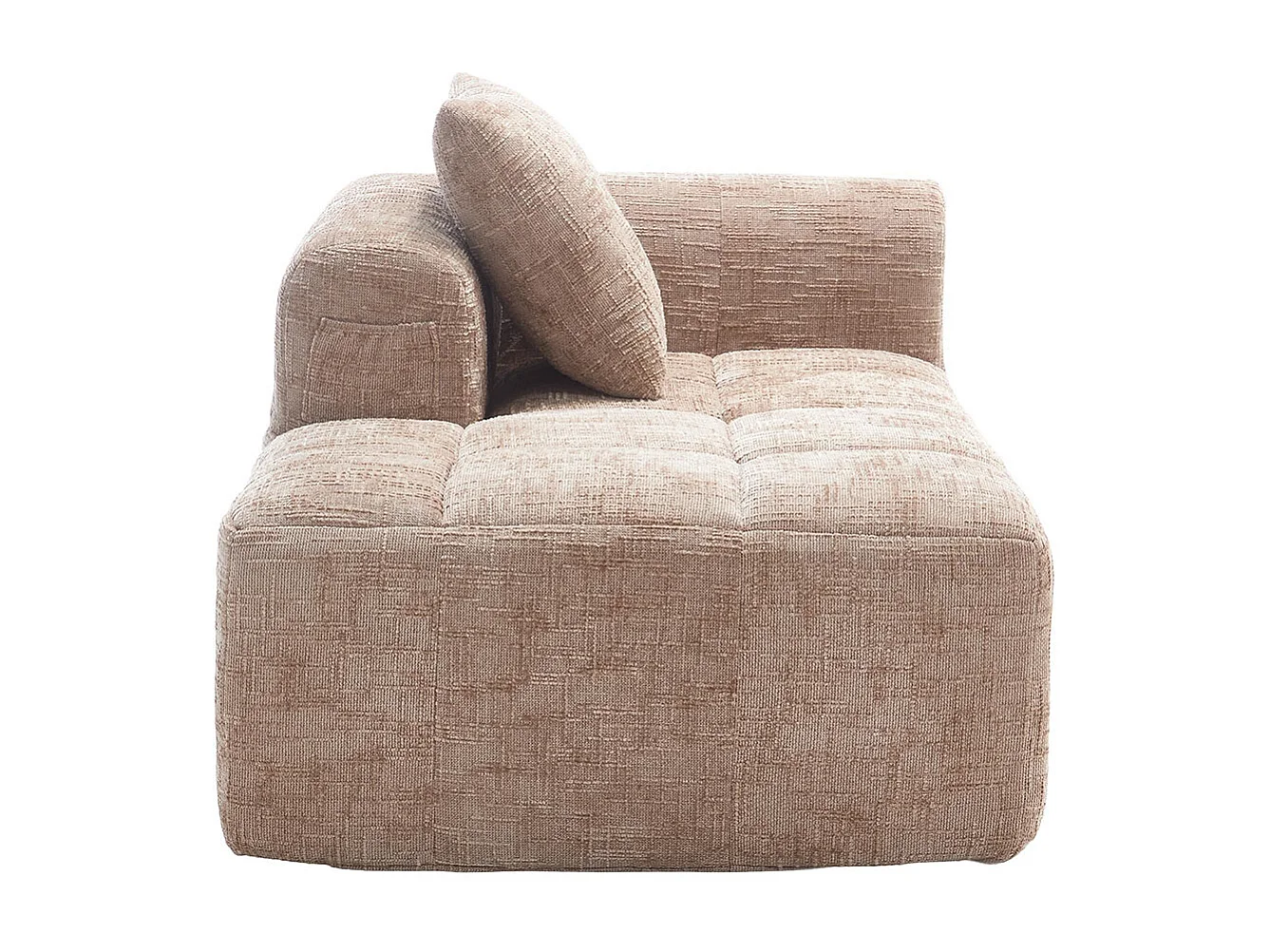 Canapé 1 places sans installation en chenille avec chaise longue accoudoirs coussin et poche latérale pour télécommande couleur kaki