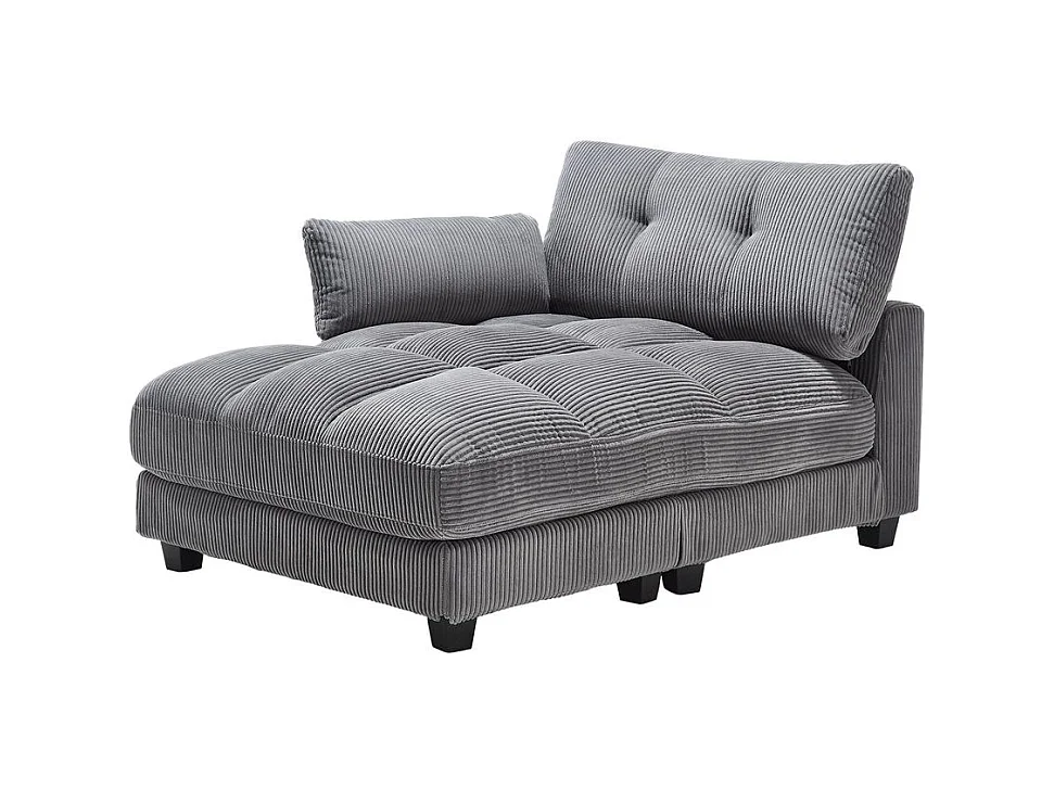 Fauteuil en palmier avec coussins moelleux à rayures accoudoirs avec coussins roulants rabats pour la tête trois porte gobelets et poche latérale couleur gris