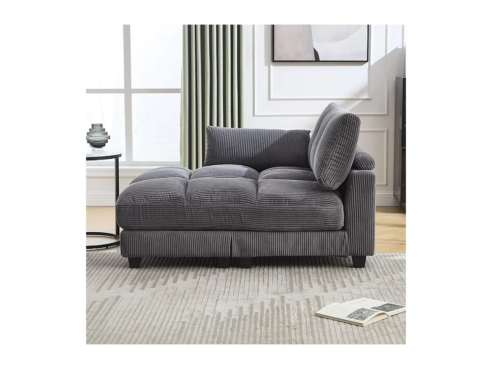 Fauteuil en palmier avec coussins moelleux à rayures accoudoirs avec coussins roulants rabats pour la tête trois porte gobelets et poche latérale couleur gris