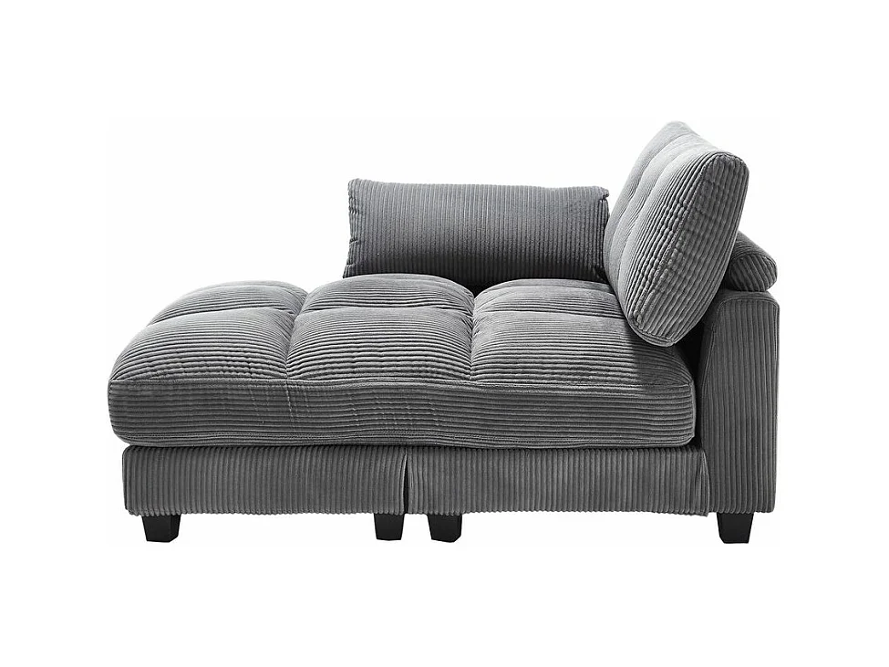 Fauteuil en palmier avec coussins moelleux à rayures accoudoirs avec coussins roulants rabats pour la tête trois porte gobelets et poche latérale couleur gris