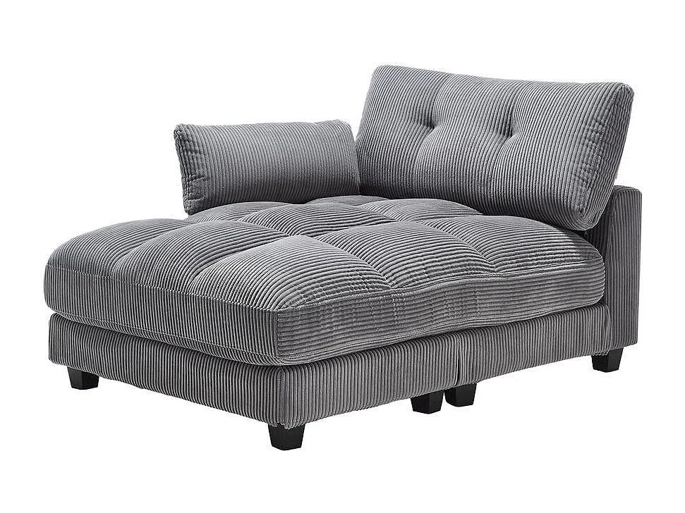 Fauteuil en palmier avec coussins moelleux à rayures accoudoirs avec coussins roulants rabats pour la tête trois porte gobelets et poche latérale couleur gris