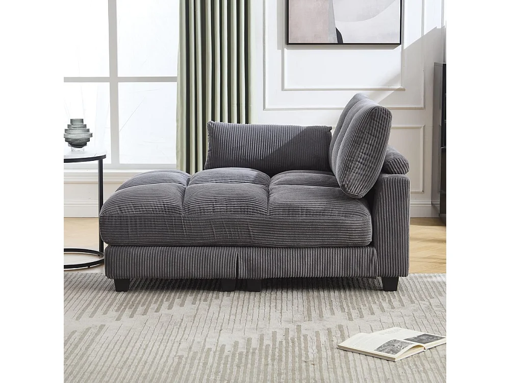 Fauteuil en palmier avec coussins moelleux à rayures accoudoirs avec coussins roulants rabats pour la tête trois porte gobelets et poche latérale couleur gris