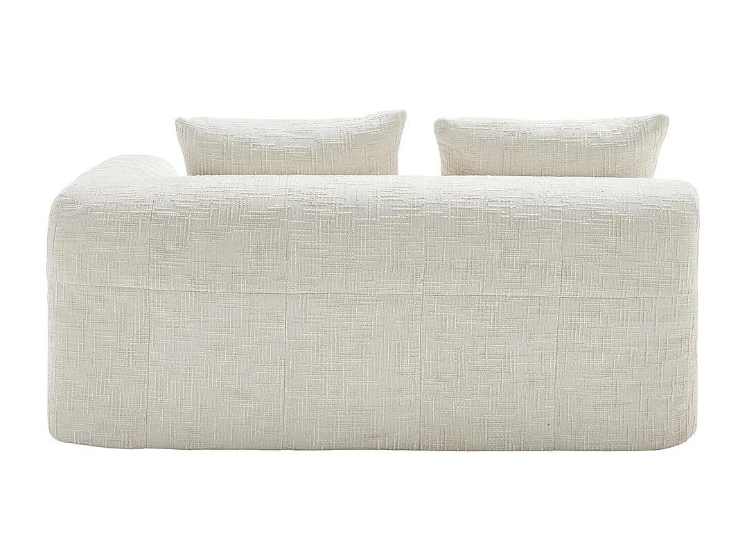 Canapé 2 places sans installation en chenille avec chaise longue accoudoirs coussin et poche latérale pour télécommande couleur beige