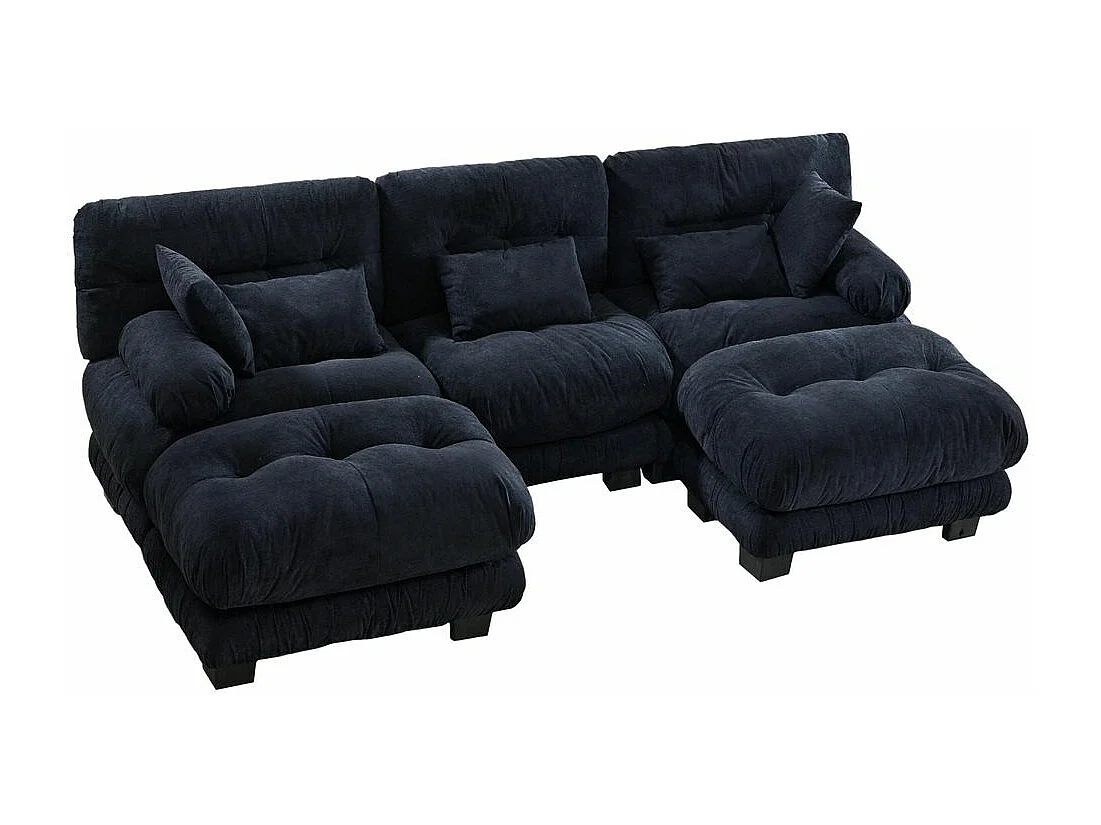 Canapé modulaire canapé d'angle tissu velours et design grand nuage 5 places rembourrage 100 % mousse à mémoire de forme construction robuste noir